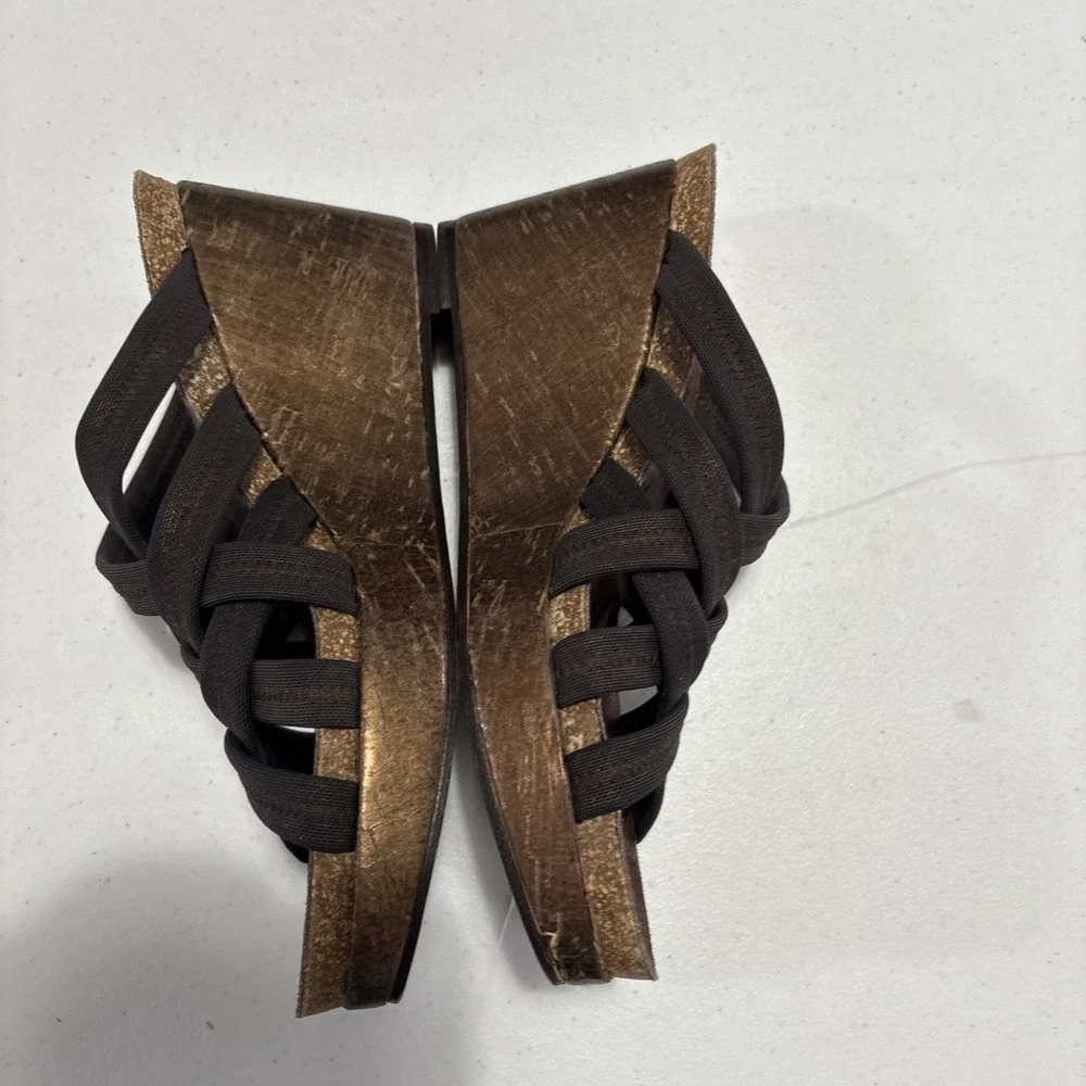 DONALD J PLINER Metallic Mesh Cork Wedge Sandals Size‎ 6 N
